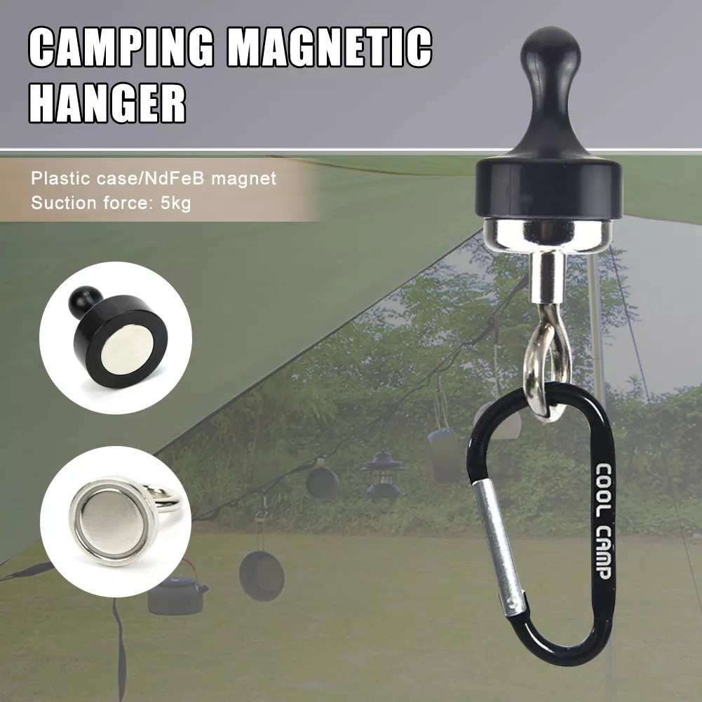 Camping Strong Magnetic Hook Tent Canopy Suction Separable Sucker Refrigerators Hanging Buckle with Carabiner