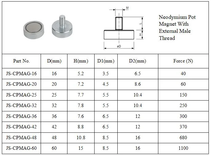 Strong Neodymium Pot Magnet Sintered NdFeB Pot Magnet with Hook