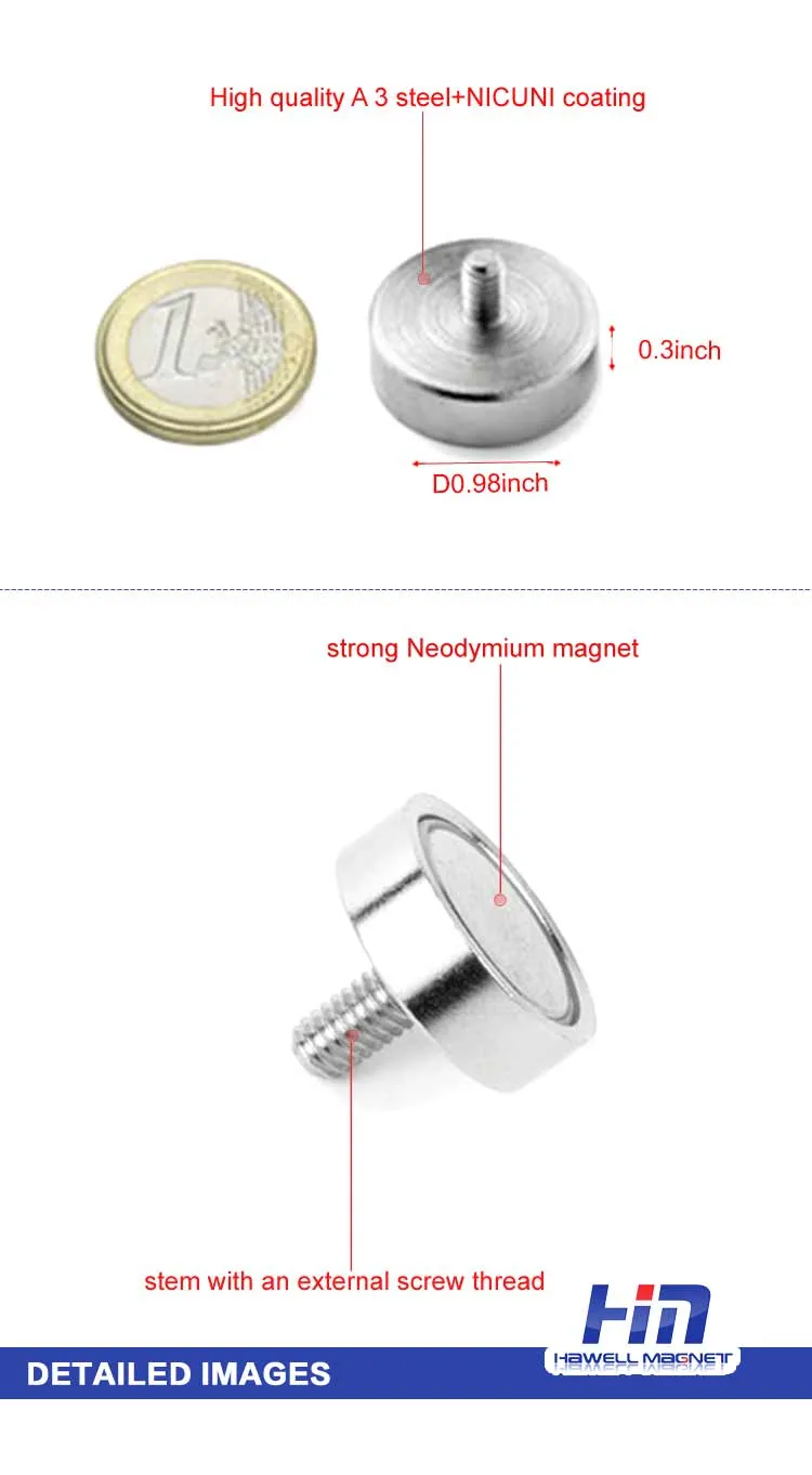 Neodymium Strong Cup Magnet Round Base Magnet with Screw Thread