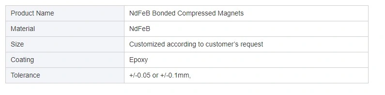 Compression Molding Epoxy Bonded NdFeB Super Neodymium Magnet Ring for Motor